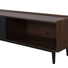 Manhattan Comfort Duane 59.25" Mid-Century Modern TV Stand - Dark Brown and Black-Ribbed Design with Wood Grain Laminate Finish
