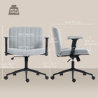 HOMCOM Criss Cross Wide Office Chair with Arms and Wheels - Grey-360° swivel and silent PU casters ensure smooth, floor-friendly mobility