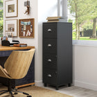 HOMCOM 4-Drawer Lateral Letter/A4 Filing Cabinet with Lock - Black-Modern style with sleek lines complements office decor
