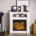 HOMCOM - Foyer électrique avec manteau, rangement et télécommande, blanc-Conception pour une utilisation toute l'année, peut être utilisé avec ou sans chaleur 