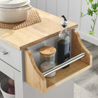 Modway Culinary Kitchen Cart With Spice Rack - Light Grey Natural-Nylon Casters With Side Lock Brakes
