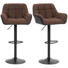 HOMCOM Adjustable Swivel Tufted Fabric Bar Stools - Brown - 2 Pack-Comes in a set of 2 to create a matching look
