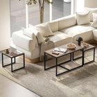 HOMCOM Nesting Coffee Table for Living Room - Brown - 3 Pack-Laminated MDF is water and wear resistant
