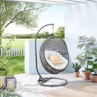 Modway Encase Outdoor Patio Rattan Swing Chair - Grey White-Synthetic Rattan Weave