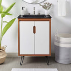 Modway Energize 24" Bathroom Vanity - Cherry/White/Black-Metal Hairpin Legs