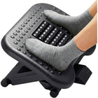 ShoppingAll Ergonomic Height Adjustable Under Desk Footrest with Massage Roller - Black-6