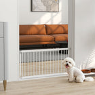 PawHut 26"-37" Dog Gate - 18" Tall Pet Gate and 2 Extensions - White-Easy step-over while keeps toy and small dogs safely contained indoors