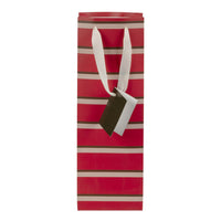 Gry Mattr Bottle Gift Bag - Striped-Festive red and white striped pattern for holiday style