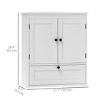 HOMCOM Medicine Cabinet with Adjustable Shelf - White-Recessed door panels and round handles add stylish touches