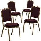Flash Furniture HERCULES Series Crown Back Stacking Banquet Chairs with Burgundy Patterned Fabric & Gold Frame - 4 Pack-Set of 4 Multipurpose Banquet Chairs