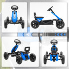 Qaba Kids Pedal Go Kart with Silent EVA Wheels - Blue-Ergonomic seat fits children 37.4" -45.3" (95-115 cm) tall for lasting comfort 