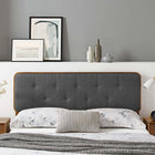Modway Collins Tufted Fabric and Wood Twin Headboard - Walnut Charcoal-Interchangeable Bed Frame Options