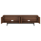 Hudson&Canal Whitman TV Stand for TV's up to 75" - Satin Walnut-Clean with a soft, dry cloth and no harsh chemicals or abrasive cleaning materials