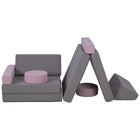 Qaba Modular Kids Play Couch Building Fort 12-Piece Set - Grey-12-piece set allows building cars, castles, rockets, and more 