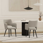Manhattan Comfort Tremont 22.8" Modern Leatherette Upholstered Dining Arm Chair - Stone - Set of 2-Fully Welded Sleek Black Steel Frame and Legs For Fashion and Durability