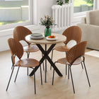 HOMCOM 29.5" Round Kitchen Table with Steel Leg for Small Spaces - Brown-The large table provides enough space for 2-4 people