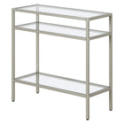 Hudson&Canal Sivil 24"W Rectangular Side Table - Satin Nickel-Top has weight capacity of 20 lbs, middle shelves can hold 15 lbs each, lower shelf can hold 30 lbs
