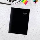 AT-A-GLANCE 2027 Monthly Pocket Planner - 6-1/16" H x 3-5/8" W - Black - Bilingual-Simulated leather cover in black