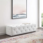 Modway Amour 60" Tufted Button Entryway Faux Leather Bench - White-Faux Leather Upholstery