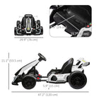 Aosom Kids 24V Battery Powered Go Kart with Adjustable Seat - White-Realistic horn and music function and power indicator 