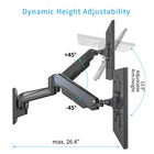 ShoppingAll Pneumatic Dual Gas Spring Dual Monitor Wall Mount - Black-Monitor can tilt from -85 degrees to +90 degrees