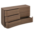 Modway Mirae 6-Drawer Curved Dresser - Brushed Brown Oak-Assembly Required