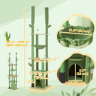 PawHut 89" - 100" Floor-To-Ceiling Cat Tree with Scratching Posts - Green-Top double posts extend to the ceiling for maximum stability 