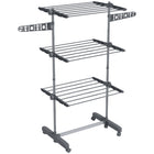 HOMCOM 3-Tier Collapsible Adjustable Clothes Drying Rack - Grey-With 25.5 inches (64.8 cm) of space for indoor clothes drying 