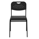 Flash Furniture HERCULES Series Black Plastic Stack Chair with Open Back & Black Frame - 5 Pack-Black Powder Coated Frame Finish with Plastic Glides
