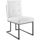 Modway Privy Black Stainless Steel Upholstered Fabric Dining Chair - Black/White-Glam Deco Dining Chair