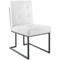 Modway Privy Black Stainless Steel Upholstered Fabric Dining Chair - Black/White-Glam Deco Dining Chair