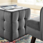 Modway Contour Tufted Cube Performance Velvet Ottoman - Grey-Velvet Polyester Upholstery