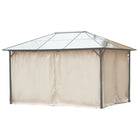 Outsunny 10' L x 12' W Gazebo Curtains with Zipper Doors, Hooks/C-Rings for Patio, Only Curtains - Beige-Double-sided zipper allows you to open and close easily from both inside and outside