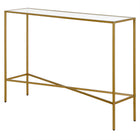 Hudson&Canal Henley 42"W Console Table with Glass Top - Brass-Table has a weight capacity of 30 lbs