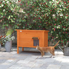 PawHut Outdoor Insulated Cat House with Asphalt Roof and Removable Floor - Natural-Colour: Orange, green 