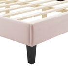 Modway Current Performance Velvet Twin Platform Bed with Black Wood Legs - Pink-Assembly Required