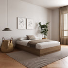 Nexera Milano Platform Bed Frame - Queen Size - Brown Oak-Quality Craftsmanship: Crafted from high-quality engineered wood with a welcoming oak finish and natural grain variation