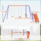Outsunny 4 in 1 Metal Swing Set with Double Swings, Glider, Slide - Ladder-Robust metal pipes for outdoor long-time use 