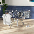 HOMCOM 2-Tier Foldable Adjustable Laundry Rack - Silver-Adjustable side panels provide flexible drying options for garments 