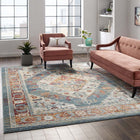 Modway Tribute Camellia Distressed Vintage Floral Vintage Medallion Area Rug - 8 ft W x 10 ft L - Multicolored-Tight Low Pile Weave