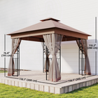 Outsunny 10 ft W x 10 ft L Patio Gazebo - Outdoor Gazebo Canopy - Dark Brown-Blocks most of the sun's UV rays to reduce heat and keep you cool