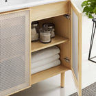 Modway Calla 36" Perforated Metal Bathroom Vanity - White/Oak-Ceramic Sink Basin