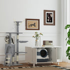 PawHut 53" Large Activity Centre Cat Tree Tower with Condo - Grey-Covered in soft and warm plush, and easy to clean 