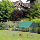 PawHut Outdoor Metal Kennel Enclosure for Small Animals - Green-The cover included with the galvanized animal cage is made with polyethylene 