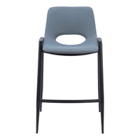 Zuo Desi Counter Stool - Azure Grey - Set of 2-Plush and durable faux leather fabric