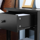 HOMCOM Modern 13.8" Nightstand - Black-Side panels feature decorative vertical lines