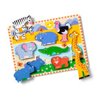 Melissa & Doug Safari Wooden Chunky Puzzle With Wild Animal Theme - 8 Pieces-Pieces stand upright for playtime