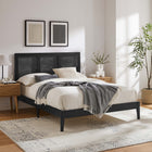 Modway Sirocco Rattan and Wood Full Platform Bed - Black-Rubberwood Frame