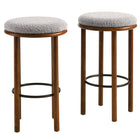 Modway Fable Boucle Fabric Bar Stools - Walnut Taupe - Set of 2-30 Inch Bar Stools - Set of 2