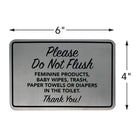 Cosco Brushed Metal Please Do Not Flush Indoor Sign - 6" x 4"-The brushed metal finish provides a clean, modern look suitable for offices, restaurants, and commercial spaces